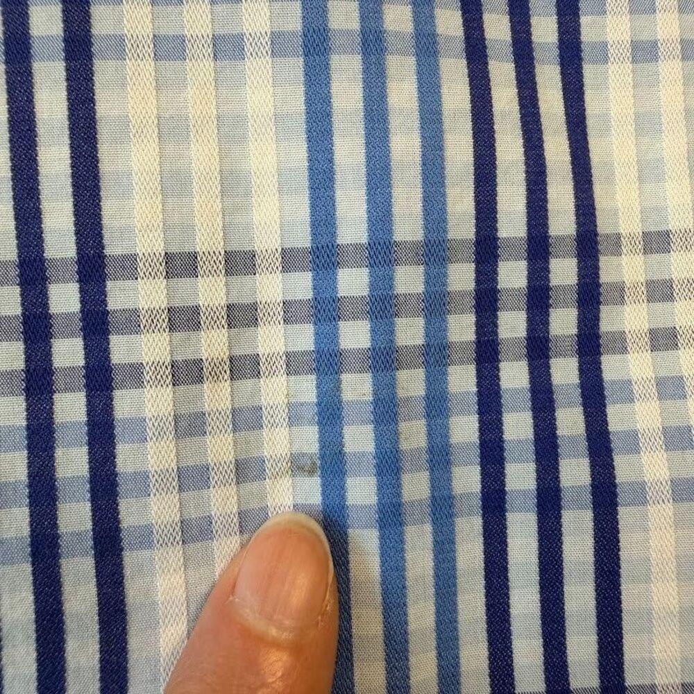 Calvin Klein Wash 100% Cotton Long Sleeve Button Down Blue/White Plaid Shirt, L - Picture 4 of 10